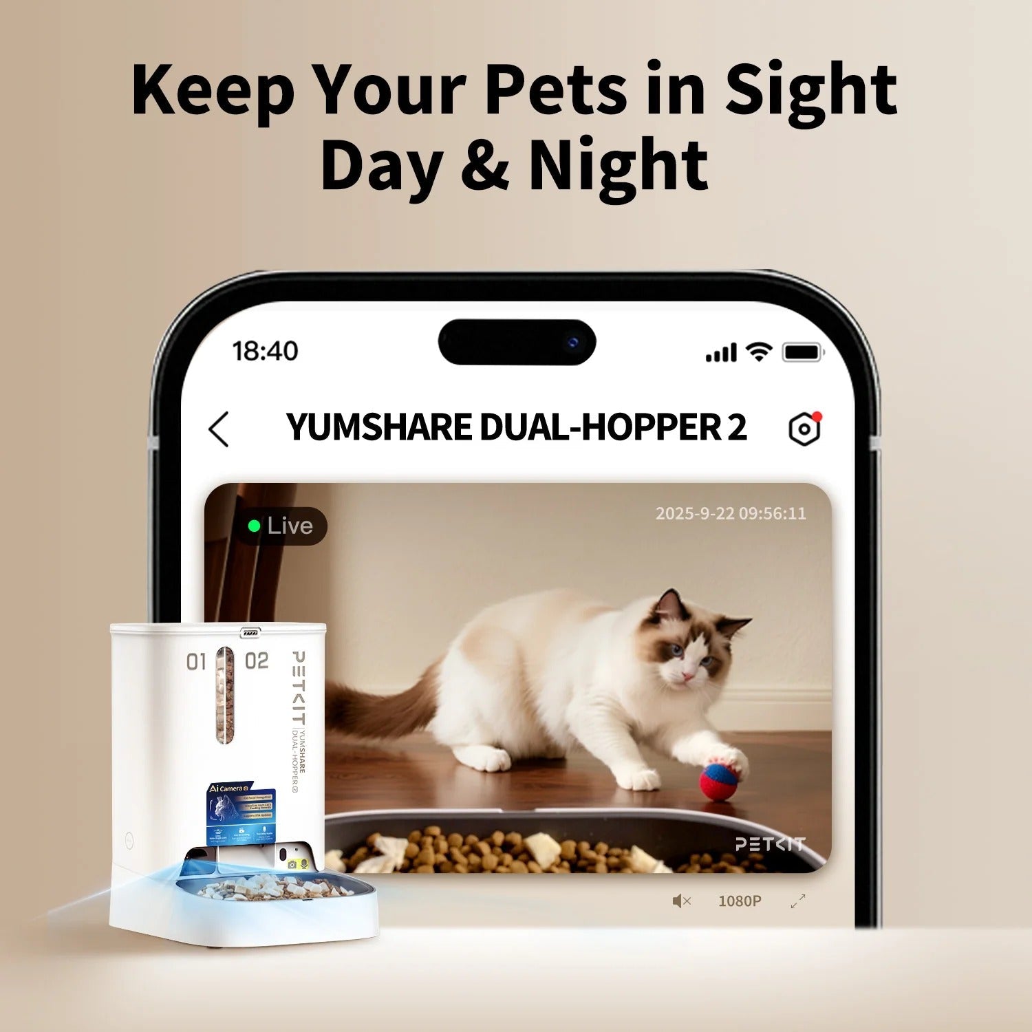 YumShare Dual-hopper 2 Automatic Feeder with Camera